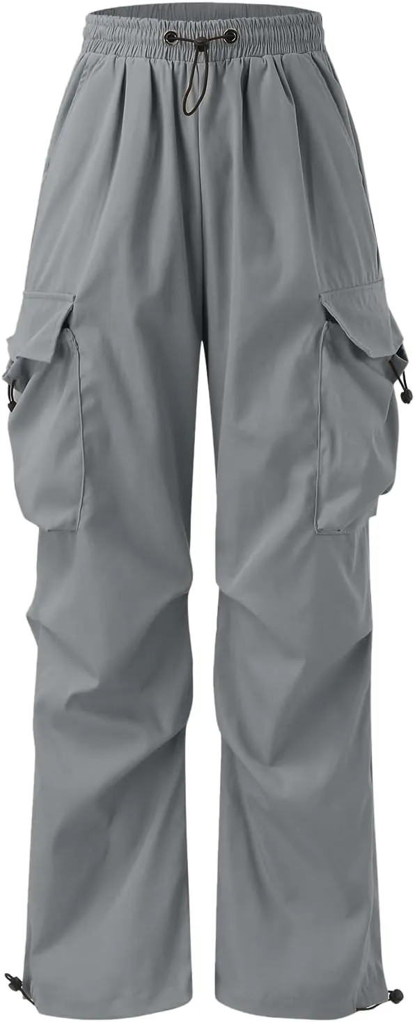 Baggy Cargo Pants for Men Fashion Casual Parachute Pants Elastic Waist Loose Fit Streetwear Trousers with Pockets