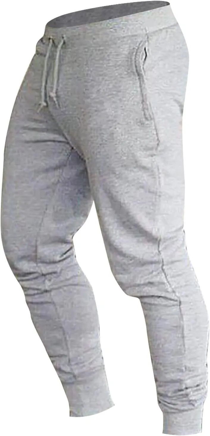 Casual Sweatpants for Men Mens Casual Hip Hop Pants Solid Color Track Cuff Workout Pants with Lightweight Sweatpants
