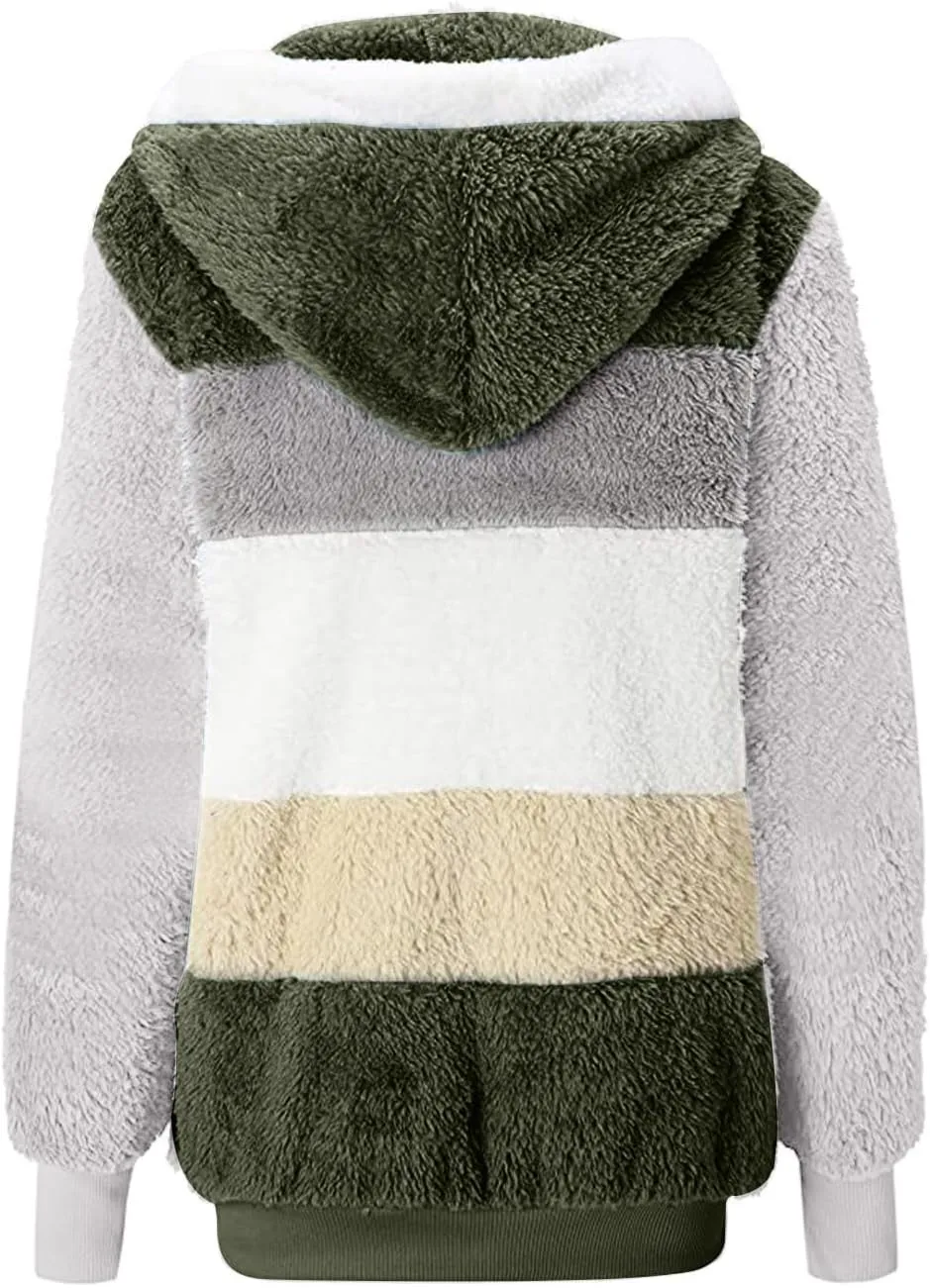 Coats for Women 2023 Lightweight Casual Fleece Plush Zipper Hooded Jacket Comfy Wool Coat Winter Warm Sherpa Jackets