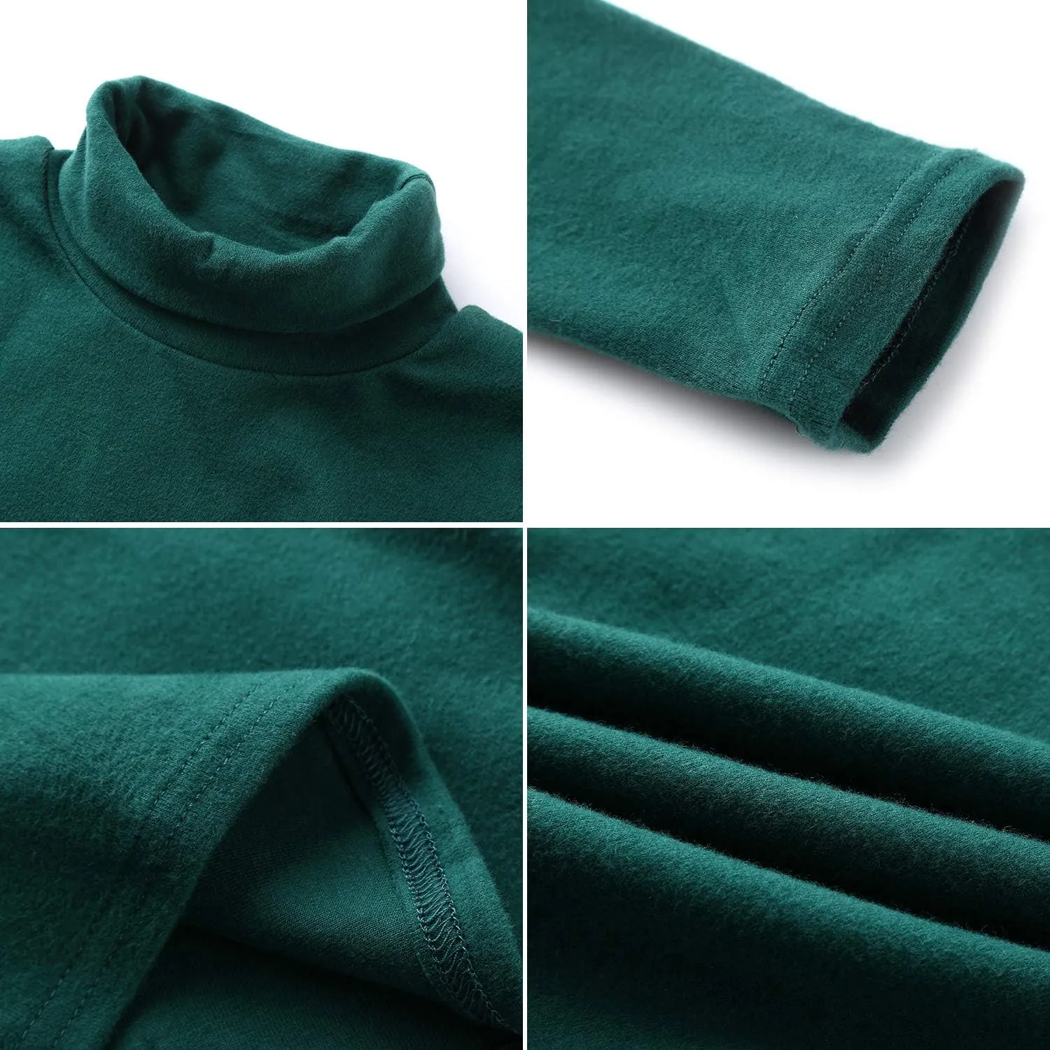 CUNYI Boys Girls Turtleneck Long Sleeve Soft Cotton T-Shirts Solid Color Warm Tee Tops