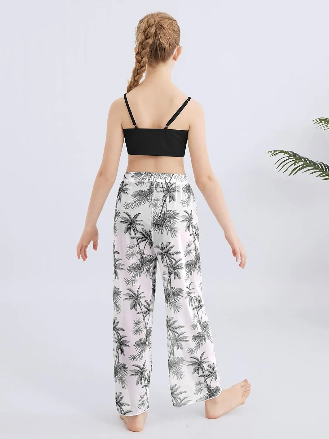 ESHOO Girls Swimsuit 3 Piece Bikini Bathing Suit Criss Cross Tropical Floral Swimwear Quick Dry Cover Up Pants 9-16Y