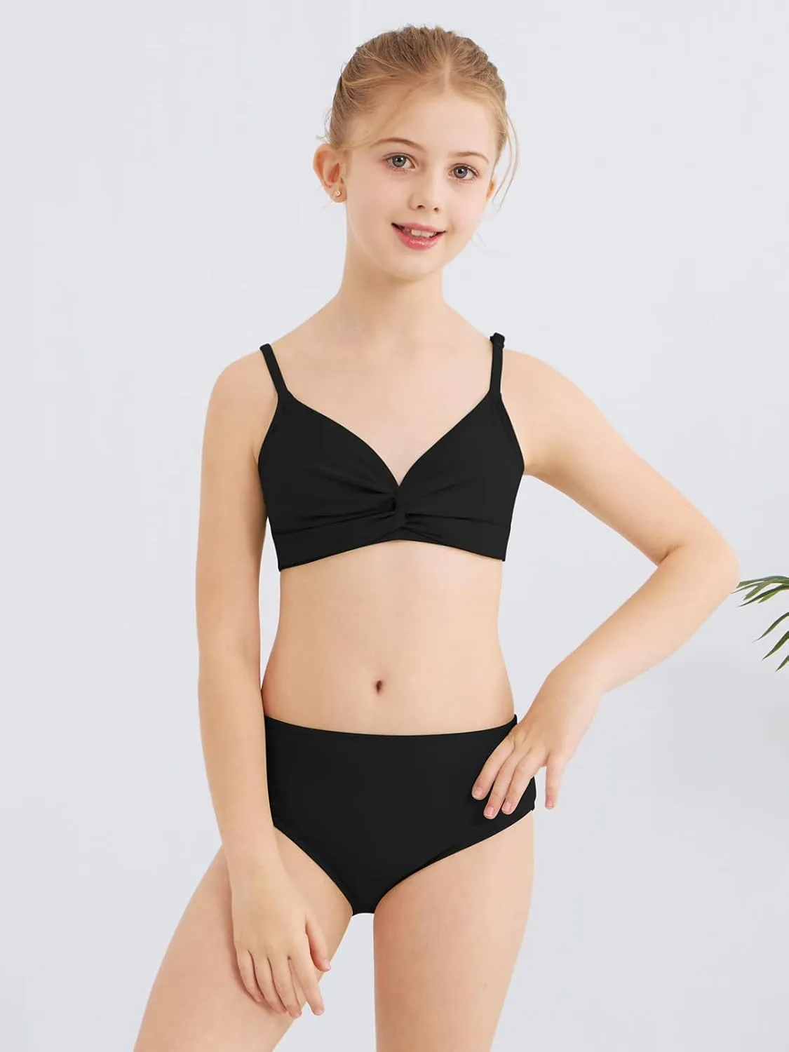 ESHOO Girls Swimsuit 3 Piece Bikini Bathing Suit Criss Cross Tropical Floral Swimwear Quick Dry Cover Up Pants 9-16Y