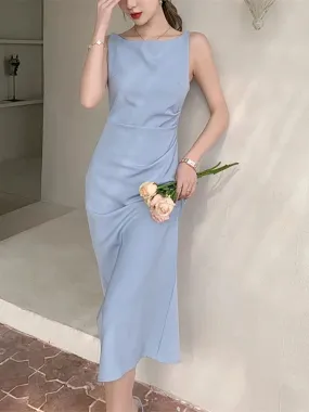 Flytonn-2024 Elegant Women Dress Sexy Sleeveless Female Harajuku Party Midi Dress Casual Sundress Vestidos Mujer
