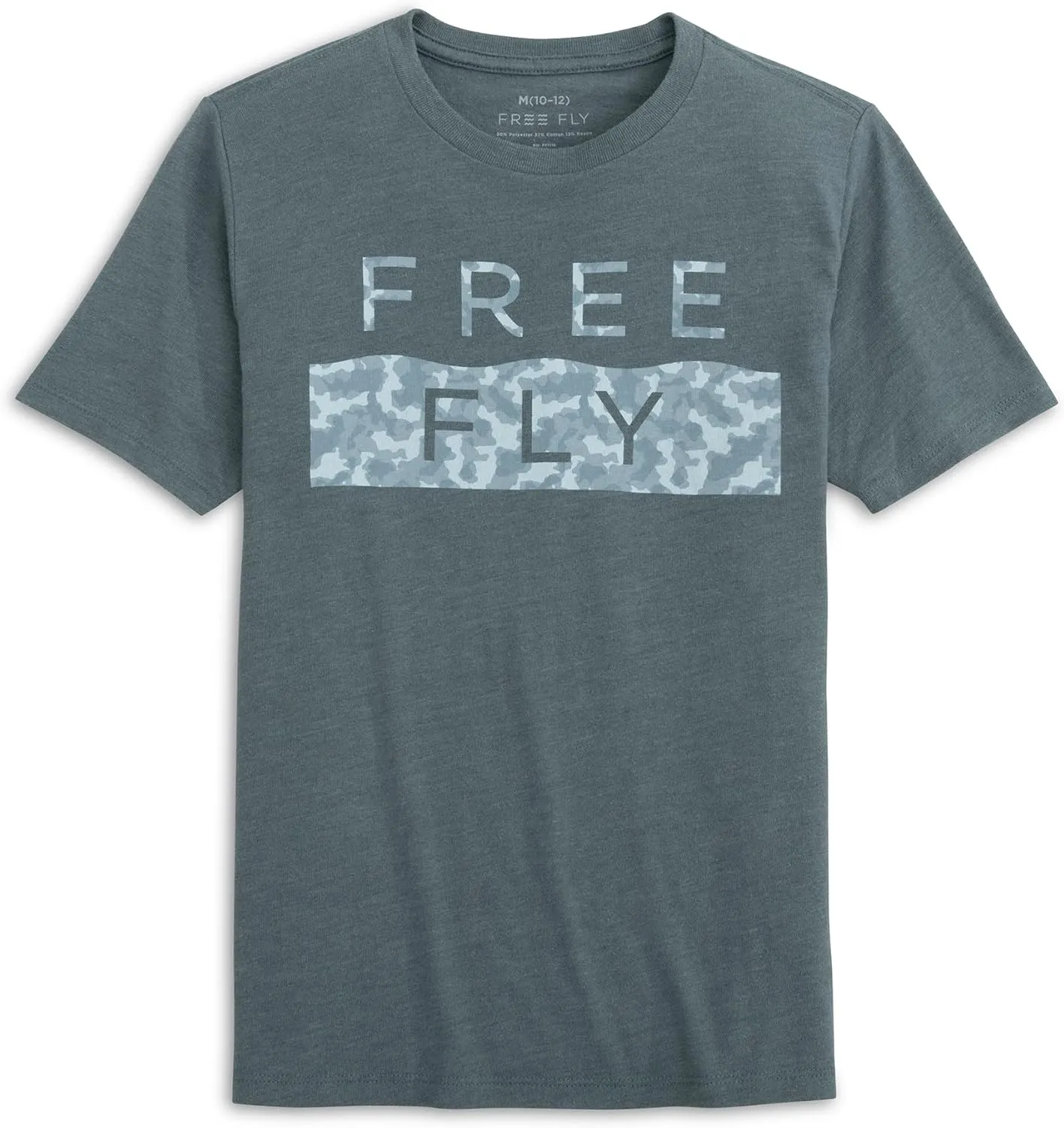 Free Fly Youth Wave Camo Tee - Graphic Tee for Kids - Ultra-Soft Cotton-Blend T-Shirt