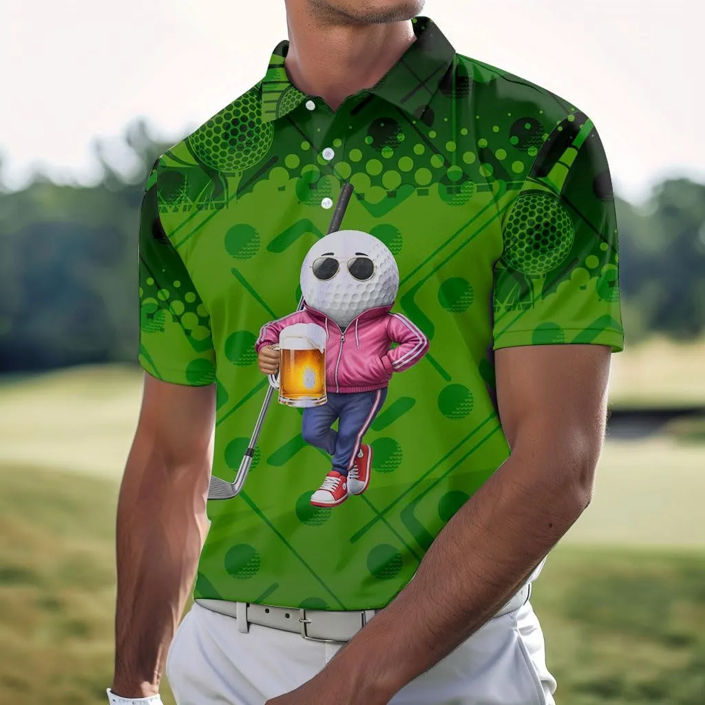 Funny Golf Polo Shirt – Flamingo & Bigfoot Golf Polo, Moisture-Wicking, Quick-Dry, Fun Golf Gifts for Men