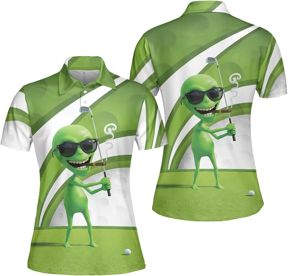 Funny Golf Polo Shirt – Flamingo & Bigfoot Golf Polo, Moisture-Wicking, Quick-Dry, Fun Golf Gifts for Men