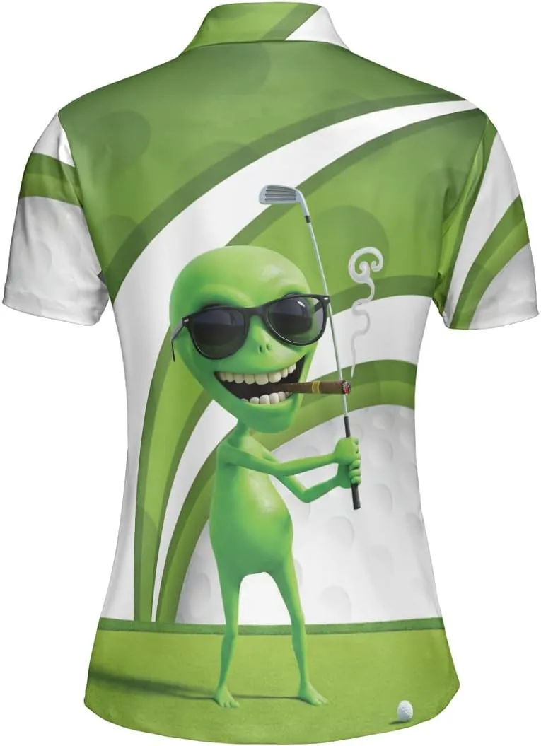 Funny Golf Polo Shirt – Flamingo & Bigfoot Golf Polo, Moisture-Wicking, Quick-Dry, Fun Golf Gifts for Men