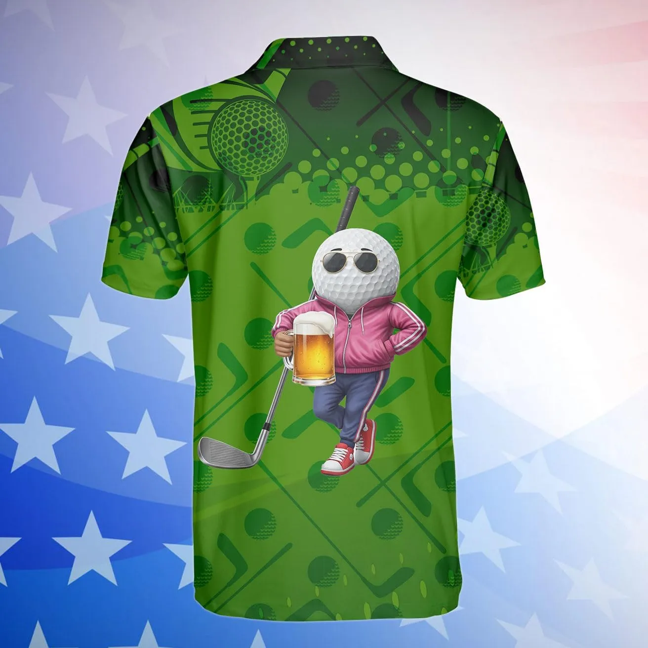 Funny Golf Polo Shirt – Flamingo & Bigfoot Golf Polo, Moisture-Wicking, Quick-Dry, Fun Golf Gifts for Men