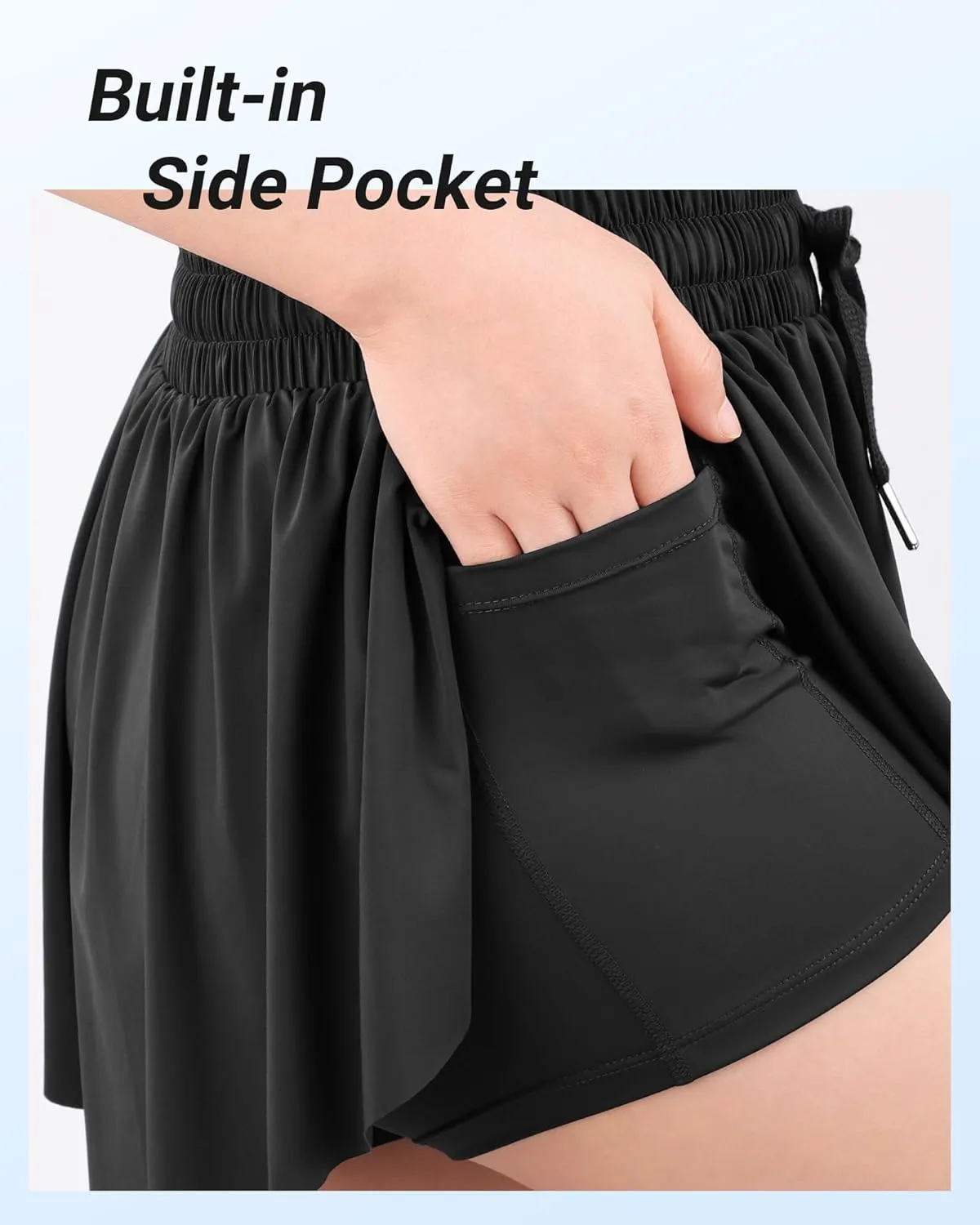 Girls Butterfly Shorts Flowy Shorts with Pocket 2-in-1 Dance Athletic Shorts for Girl 7-14 Years