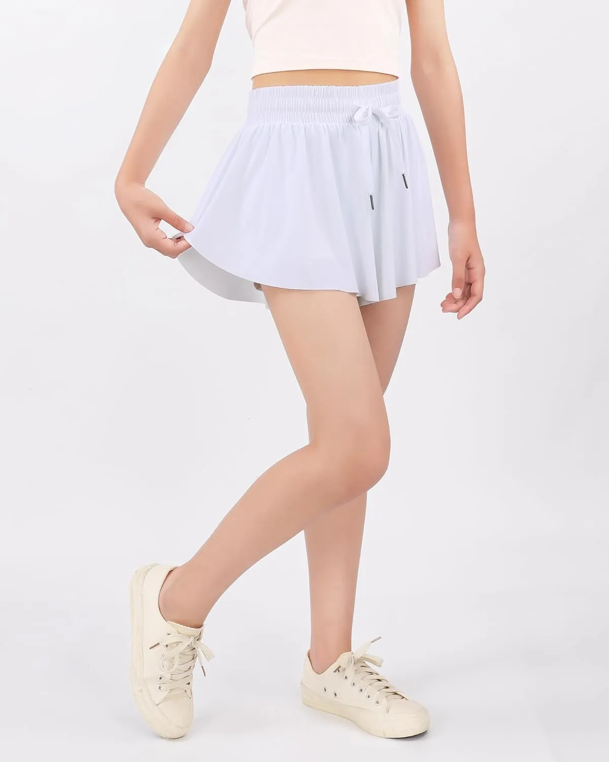 Girls Butterfly Shorts Flowy Shorts with Pocket 2-in-1 Dance Athletic Shorts for Girl 7-14 Years