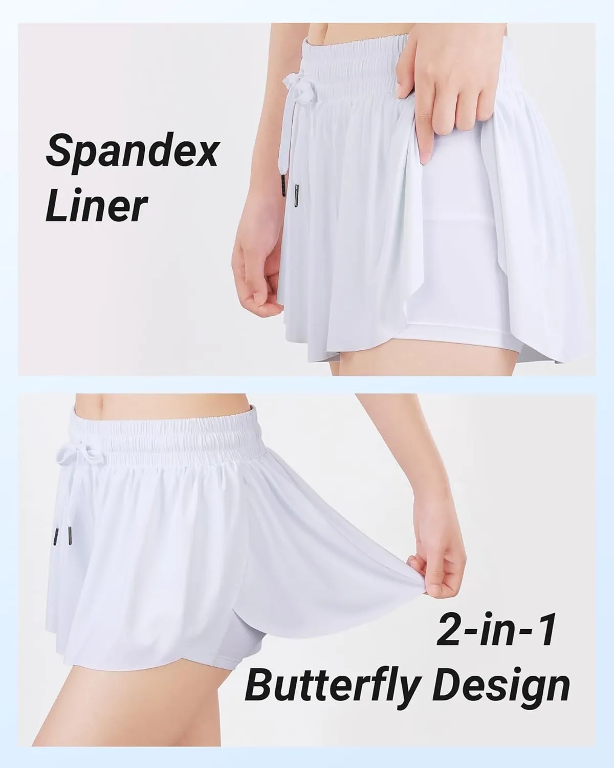 Girls Butterfly Shorts Flowy Shorts with Pocket 2-in-1 Dance Athletic Shorts for Girl 7-14 Years