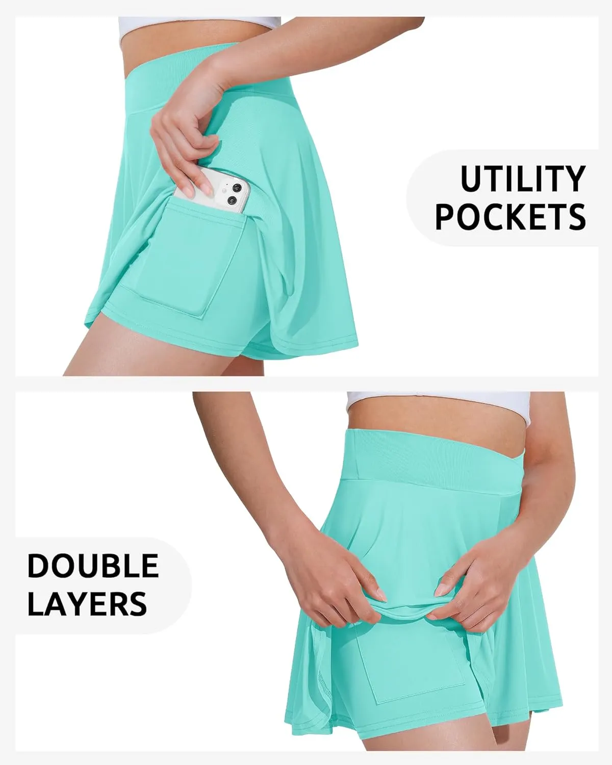 Girls Flowy Shorts Butterfly Shorts with Liner 2-in-1 Athletic Tennis Running Gym Shorts with Pockets for Kids