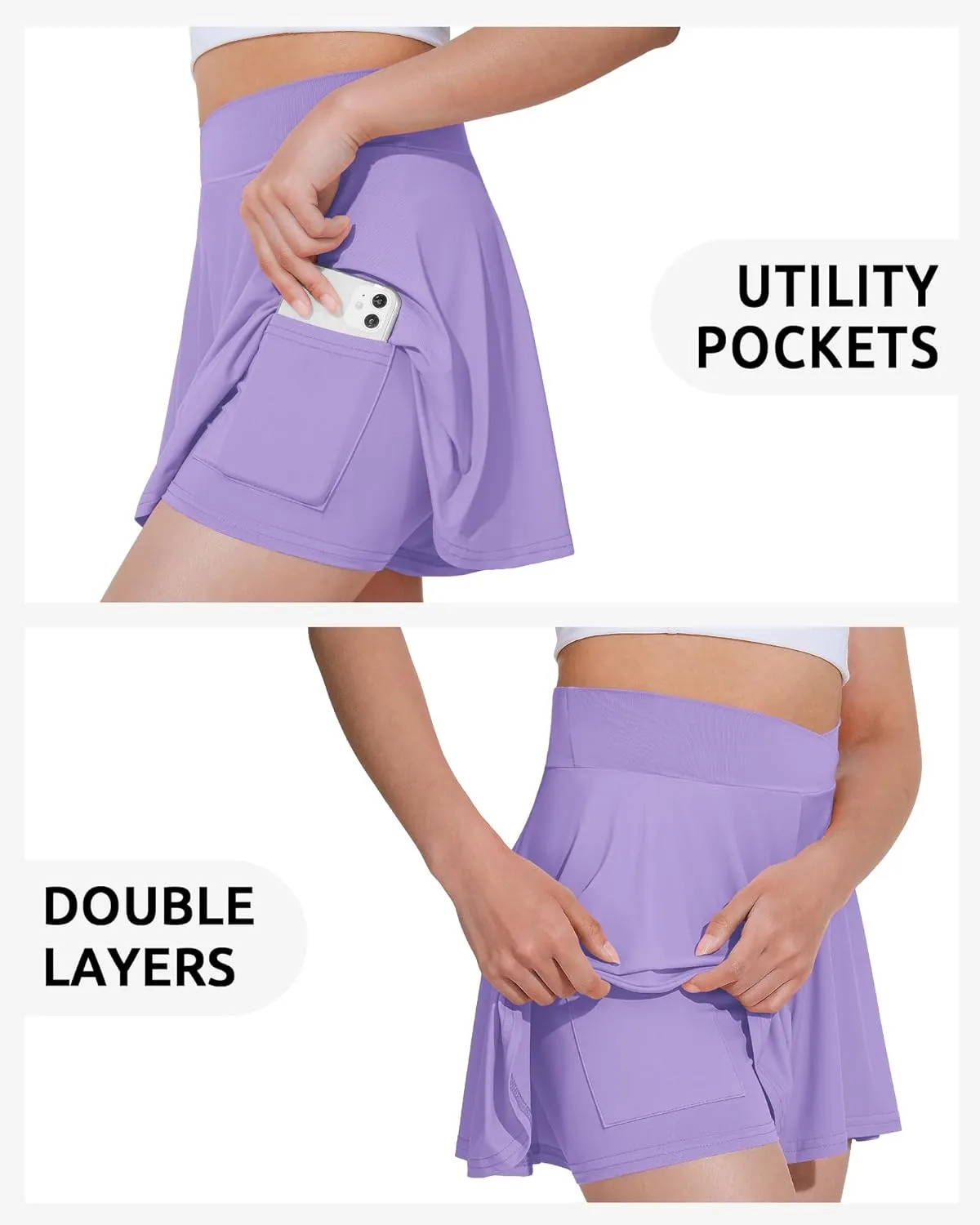 Girls Flowy Shorts Butterfly Shorts with Liner 2-in-1 Athletic Tennis Running Gym Shorts with Pockets for Kids