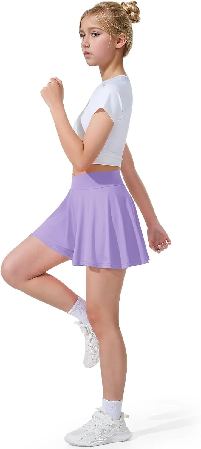 Girls Flowy Shorts Butterfly Shorts with Liner 2-in-1 Athletic Tennis Running Gym Shorts with Pockets for Kids
