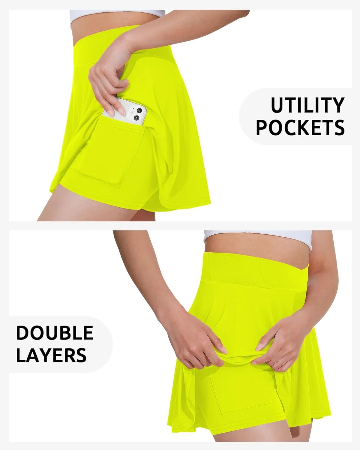 Girls Flowy Shorts Butterfly Shorts with Liner 2-in-1 Athletic Tennis Running Gym Shorts with Pockets for Kids