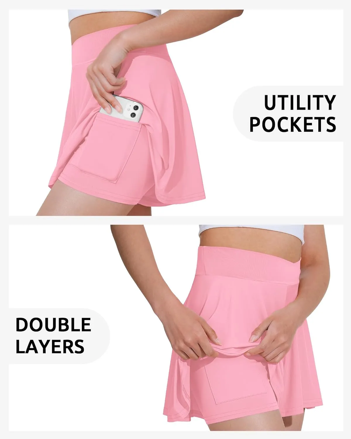 Girls Flowy Shorts Butterfly Shorts with Liner 2-in-1 Athletic Tennis Running Gym Shorts with Pockets for Kids