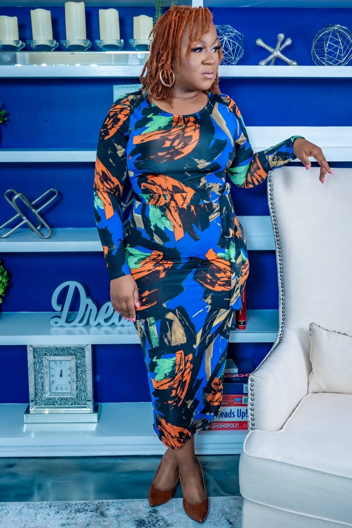 Lashun Paint Midi Bodycon Dress