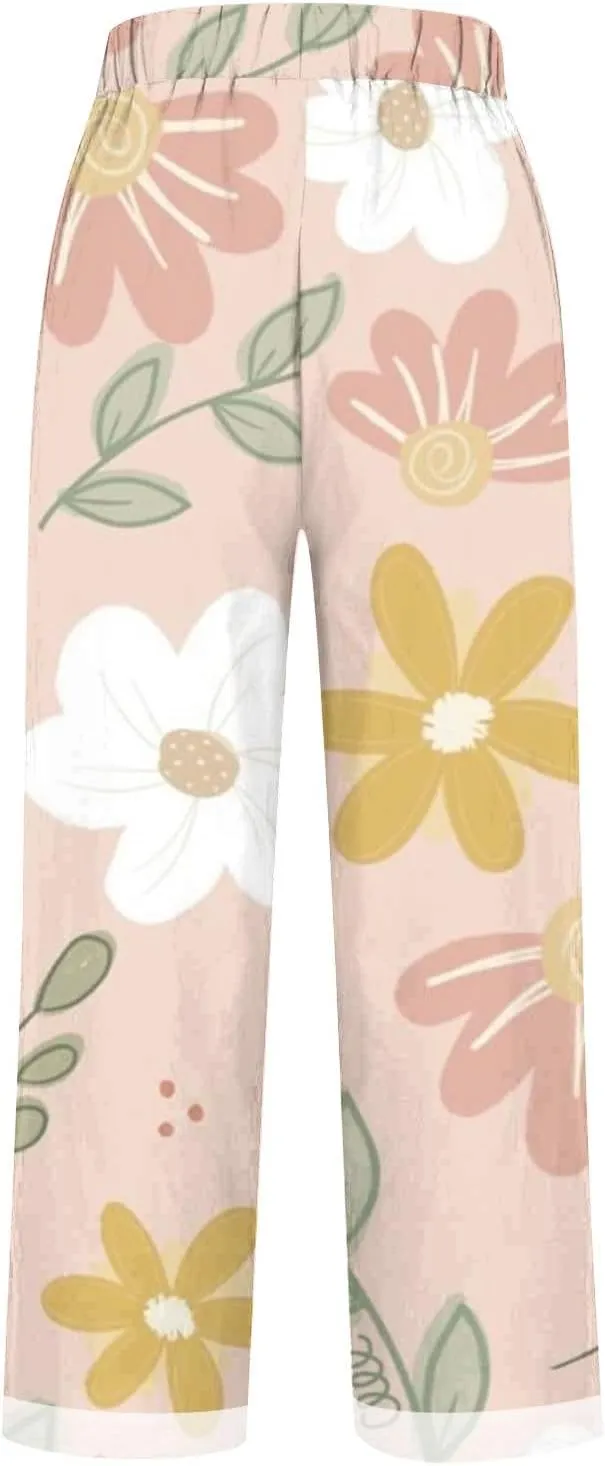 LCMTWX Women's Linen Pants Patchwork Cotton and Linen Casual Pants Casual Straight Leg Drawstring Elastic Woman Linen Pants
