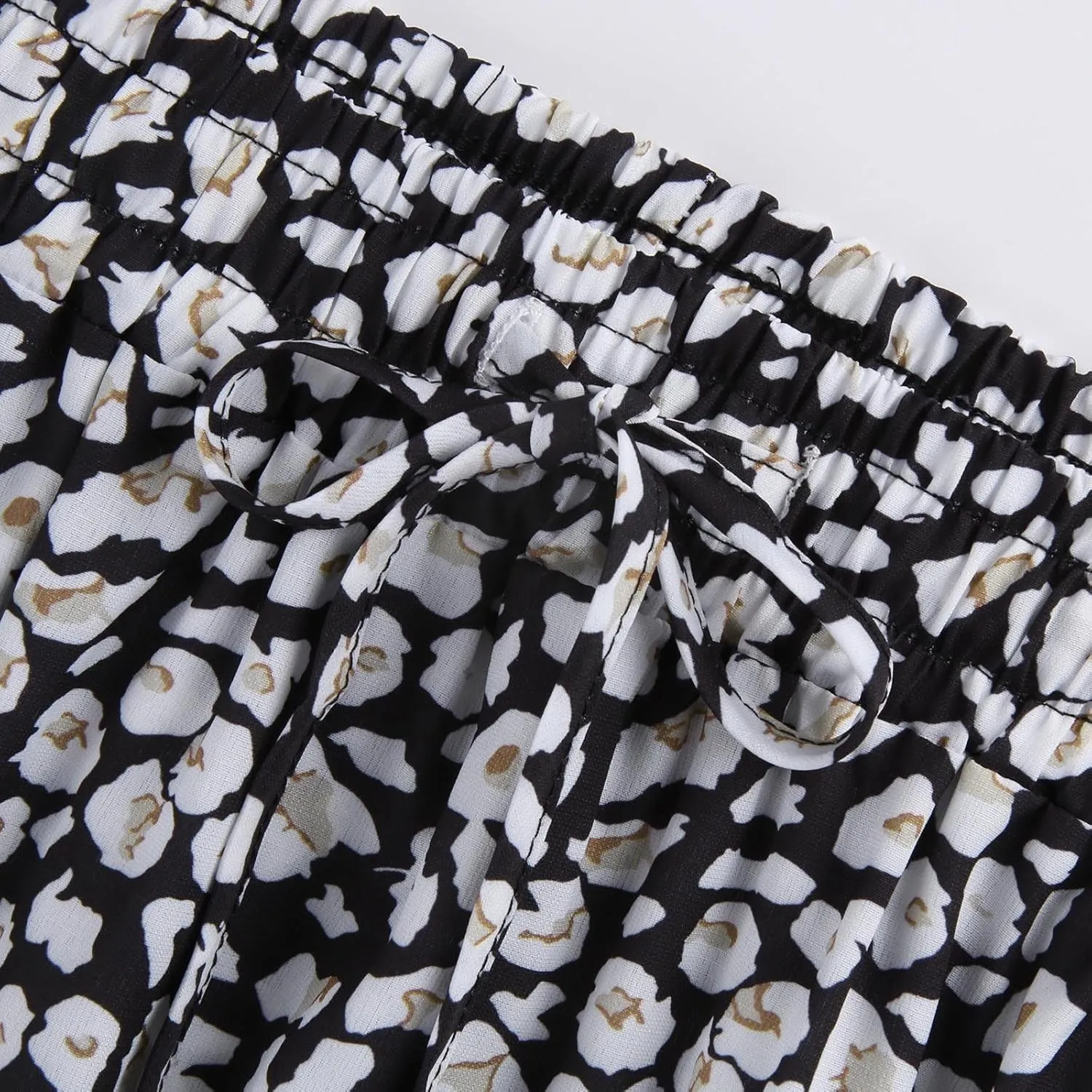 Maxi Skirts for Women Vintage Flower Elastic High Waist Long Skirt Pleated Tiered A-Line Swing Skirts