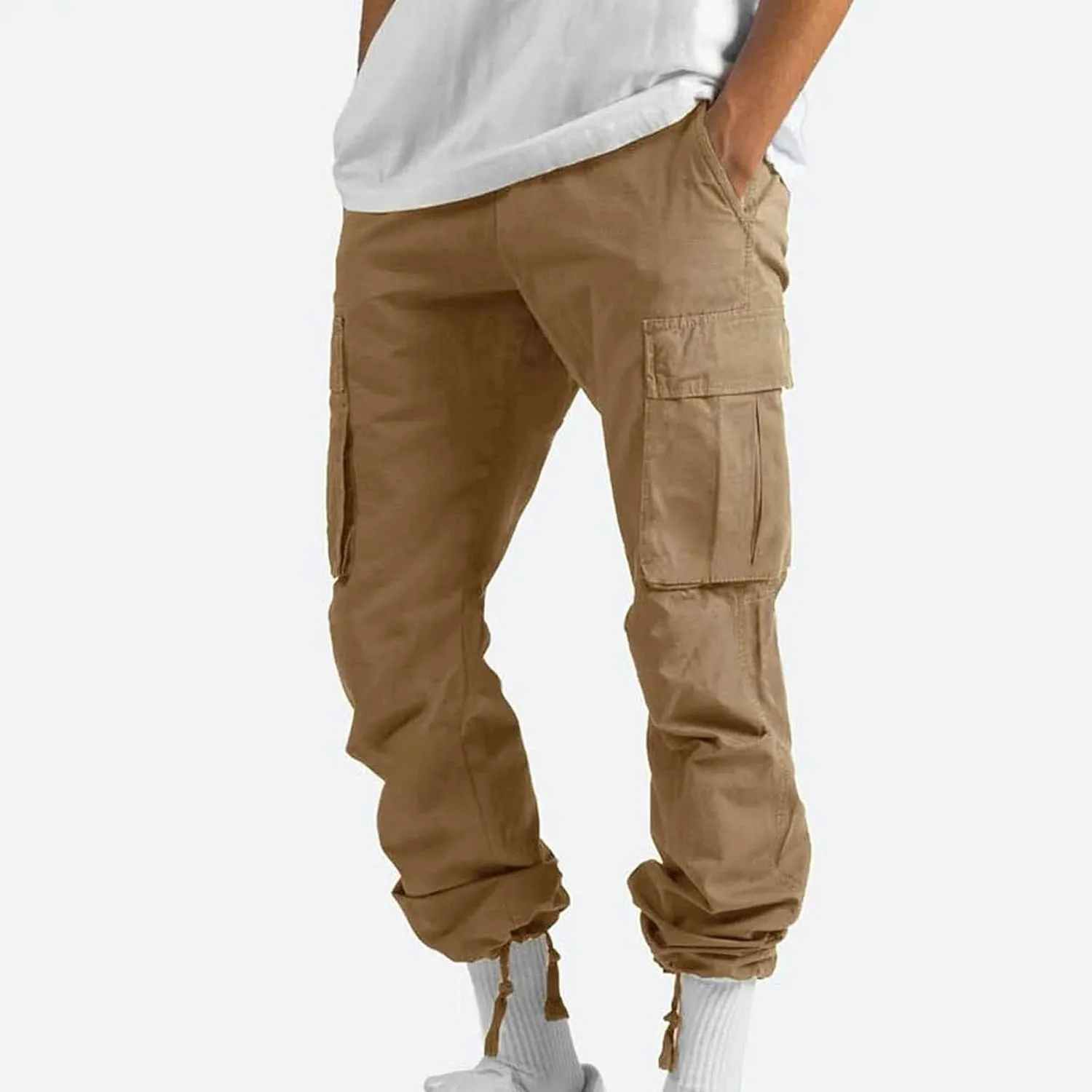 Mens Cargo Pants Casual Baggy Work Hiking Pants Relaxed Fit Summer Outdoor Workout Joggers with Multi Pockets