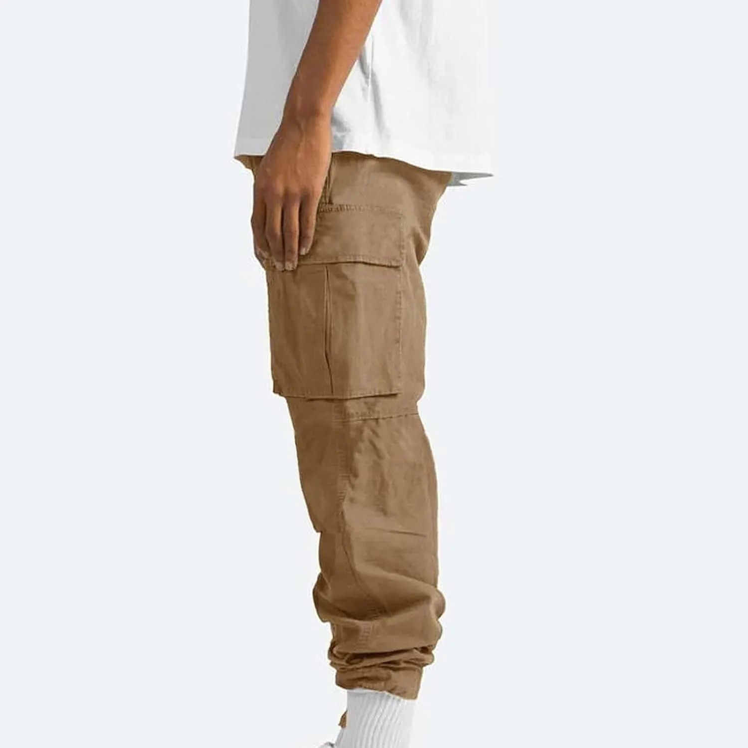 Mens Cargo Pants Casual Baggy Work Hiking Pants Relaxed Fit Summer Outdoor Workout Joggers with Multi Pockets