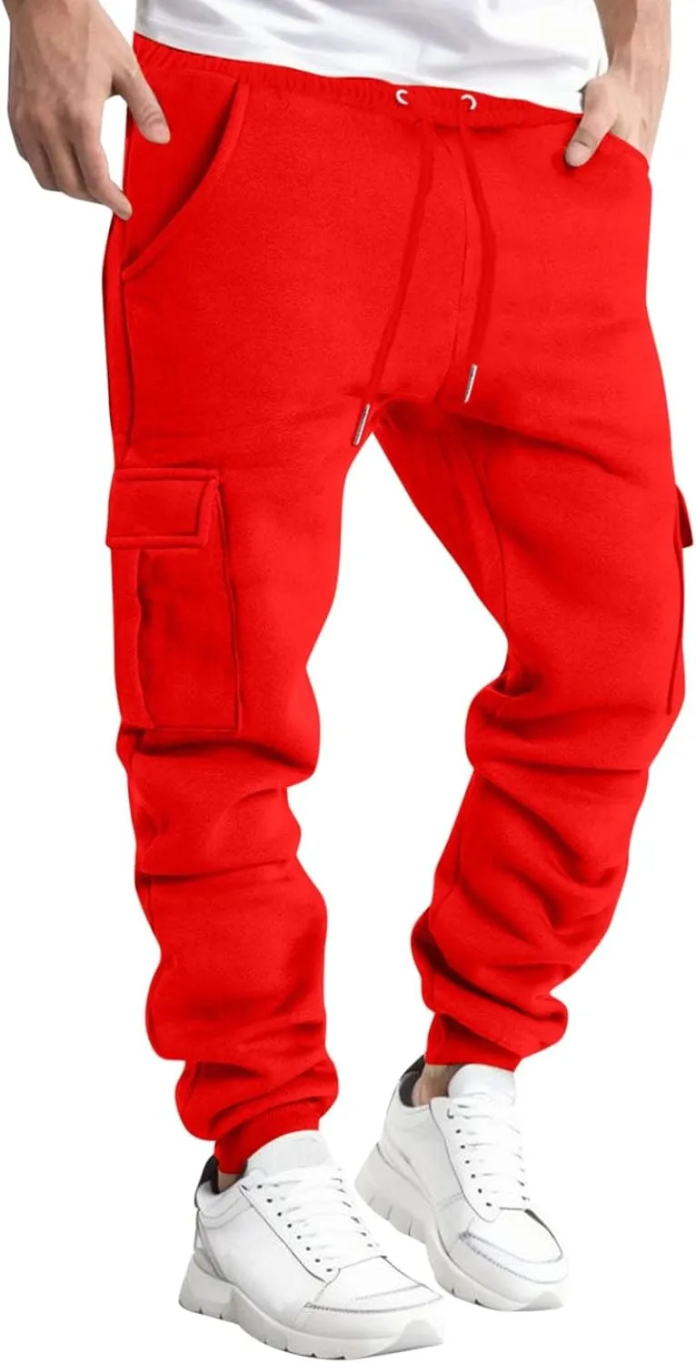 Mens Cargo Sweatpants Overalls Casual Pocket Sport Work Casual Trouser Pants Trousers Straight Leg Joggers