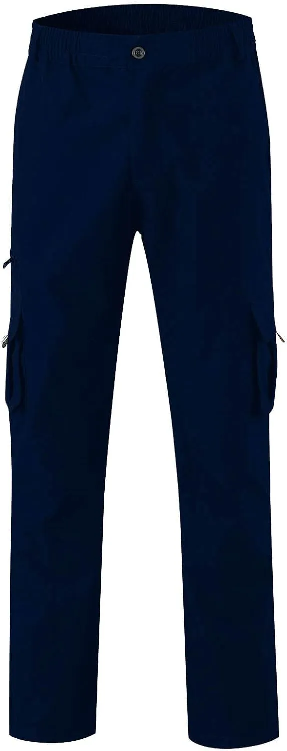 Men's Cotton Blend Cargo Pants Hiking Joggers with Multi Pockets Relaxed Fit Outdoor Trousers Sweatpants for Men