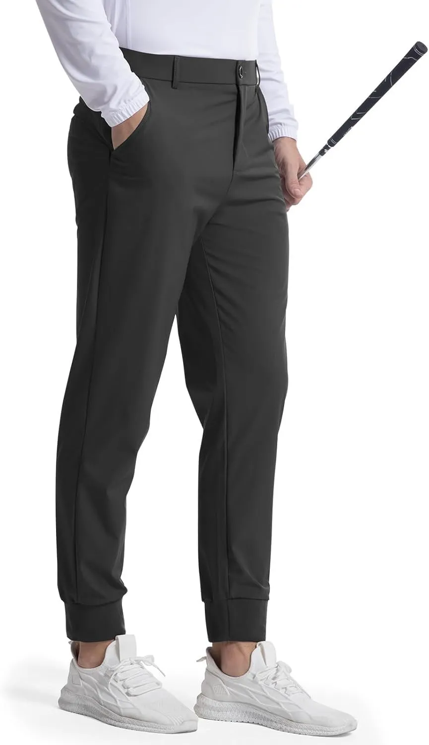 Men's Golf Pants Stretch Sweatpants with Pockets Slim Fit Work Casual Joggers Pants Lightweight Casual Trousers