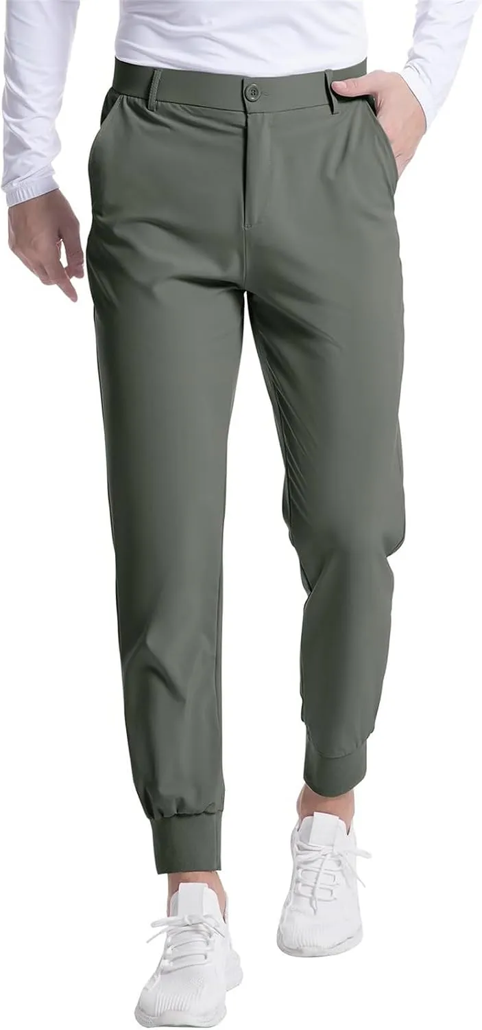 Men's Golf Pants Stretch Sweatpants with Pockets Slim Fit Work Casual Joggers Pants Lightweight Casual Trousers