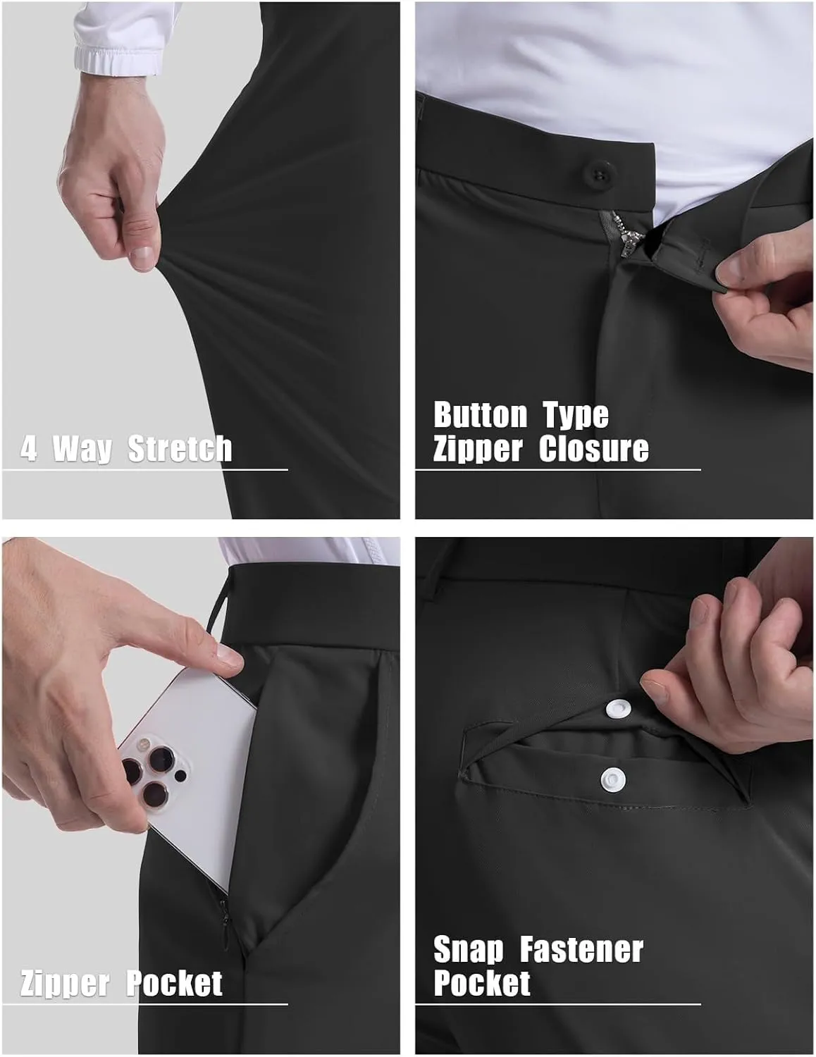 Men's Golf Pants Stretch Sweatpants with Pockets Slim Fit Work Casual Joggers Pants Lightweight Casual Trousers