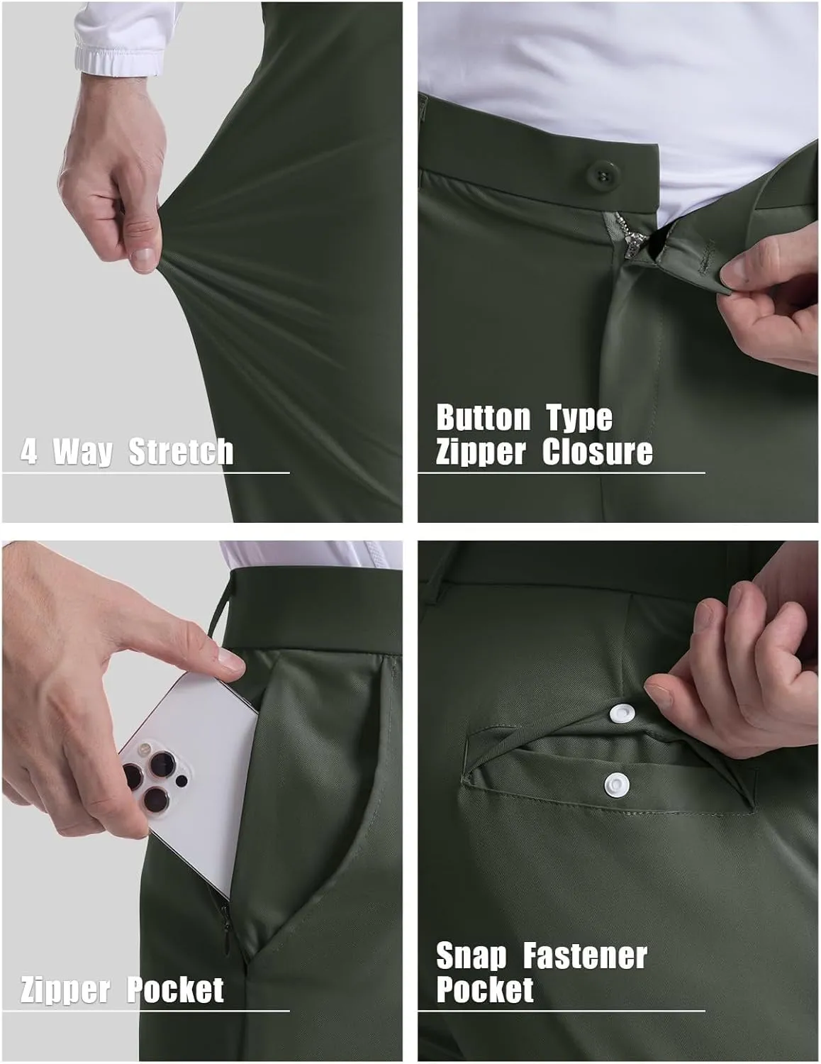 Men's Golf Pants Stretch Sweatpants with Pockets Slim Fit Work Casual Joggers Pants Lightweight Casual Trousers