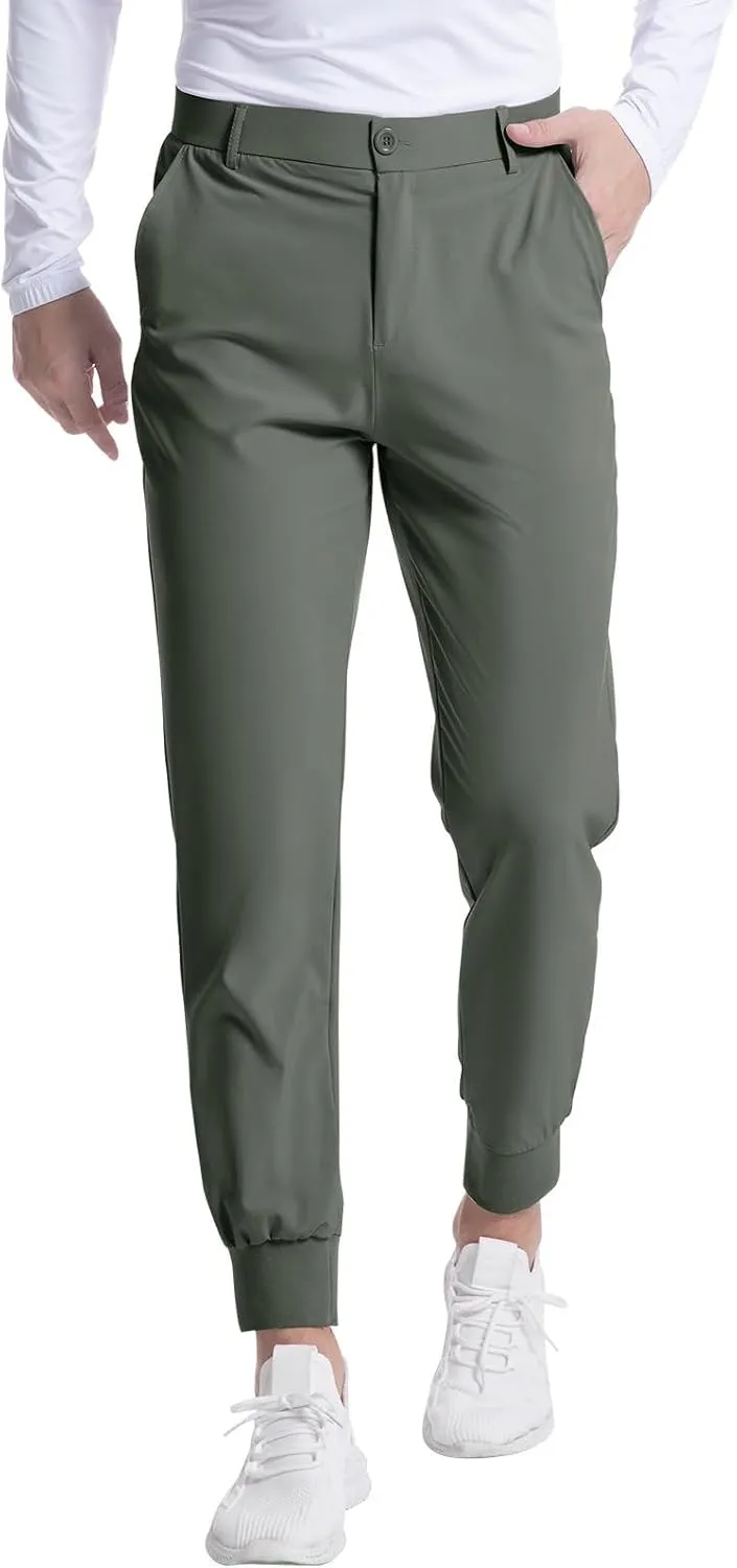 Men's Golf Pants Stretch Sweatpants with Pockets Slim Fit Work Casual Joggers Pants Lightweight Casual Trousers