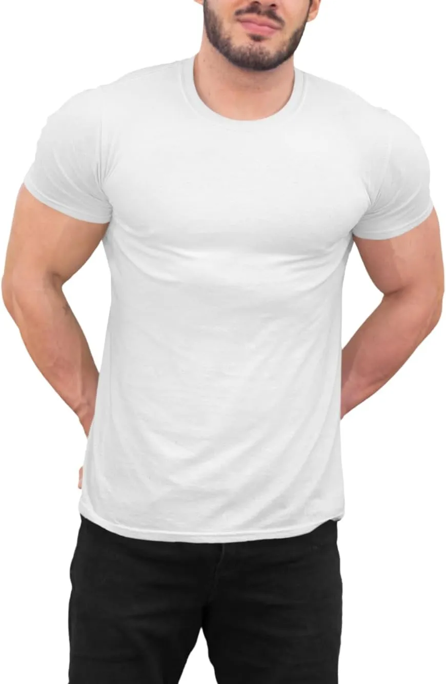 Men's Modern Fitted T-Shirt - Ultra Soft Premium Essential Short Sleeve Crewneck Blank Performance Tee