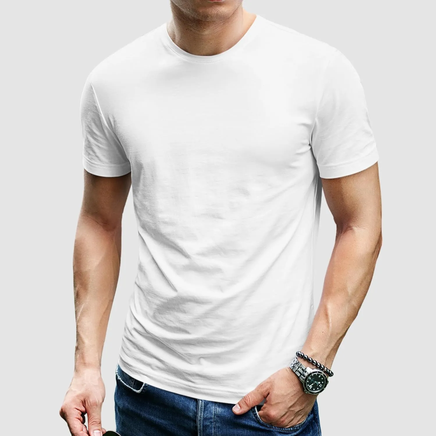 Men's Modern Fitted T-Shirt - Ultra Soft Premium Essential Short Sleeve Crewneck Blank Performance Tee