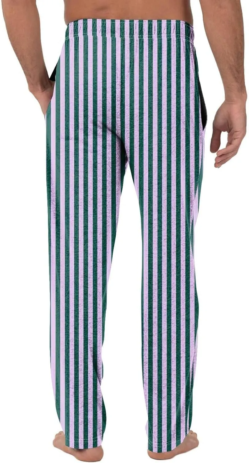 Men's Plaid Casual Pants Loose Fit Elastic Drawstring Waist Straight Leg Summer Beach Holiday Slacks Casual Trousers