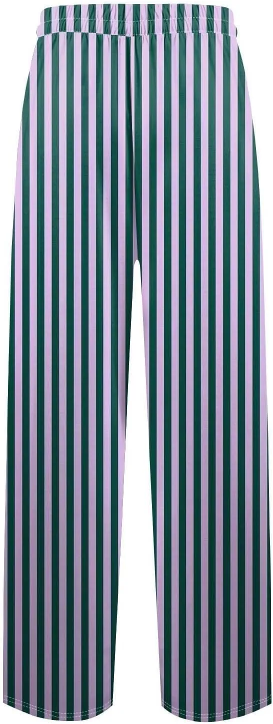 Men's Plaid Casual Pants Loose Fit Elastic Drawstring Waist Straight Leg Summer Beach Holiday Slacks Casual Trousers