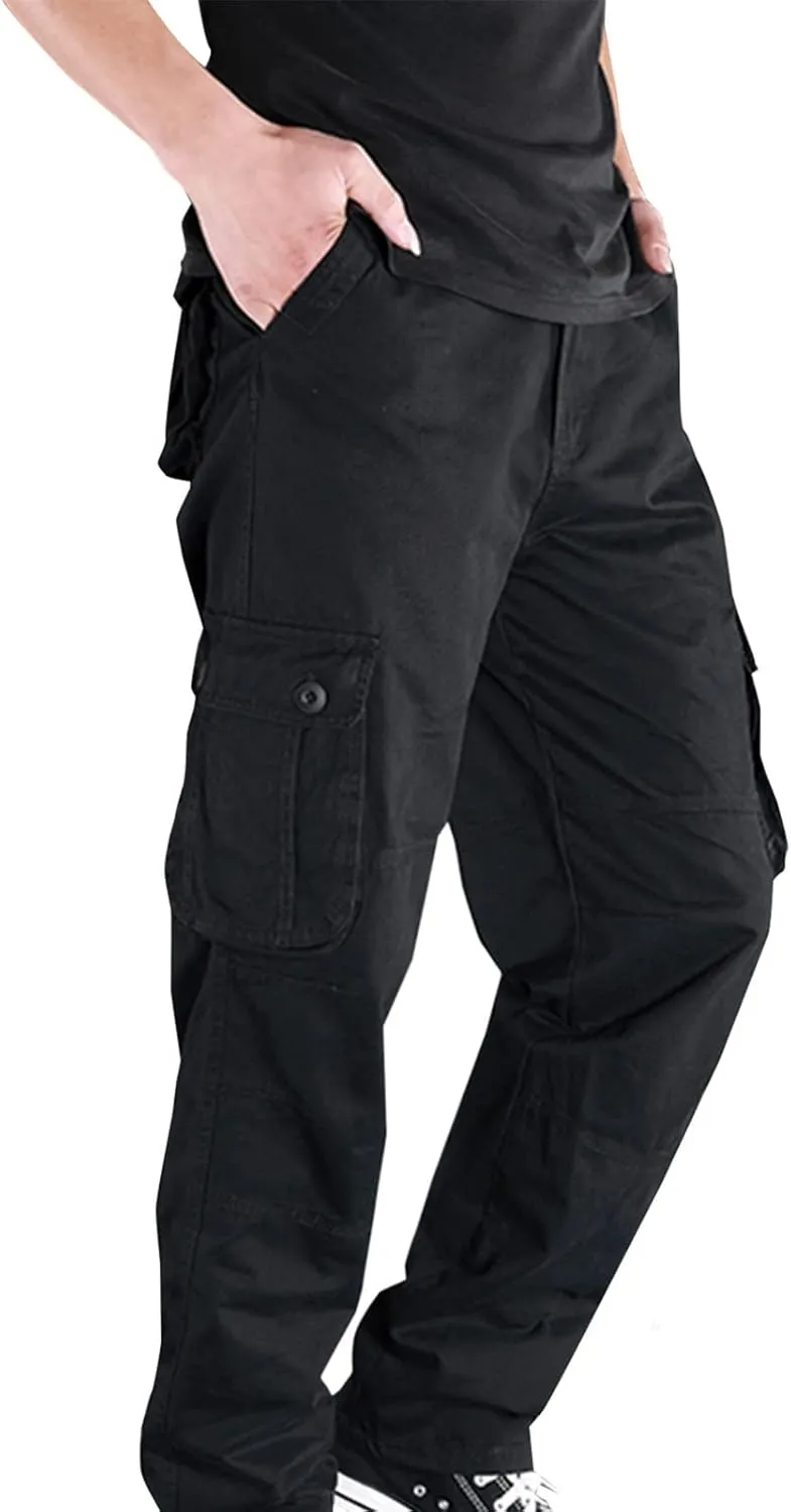 Muscularfit Mens Cargo Pants Relaxed Fit Cotton Outdoor Jogger Athletic Pants Loose Trousers Causal Straight Sweatpants 2023