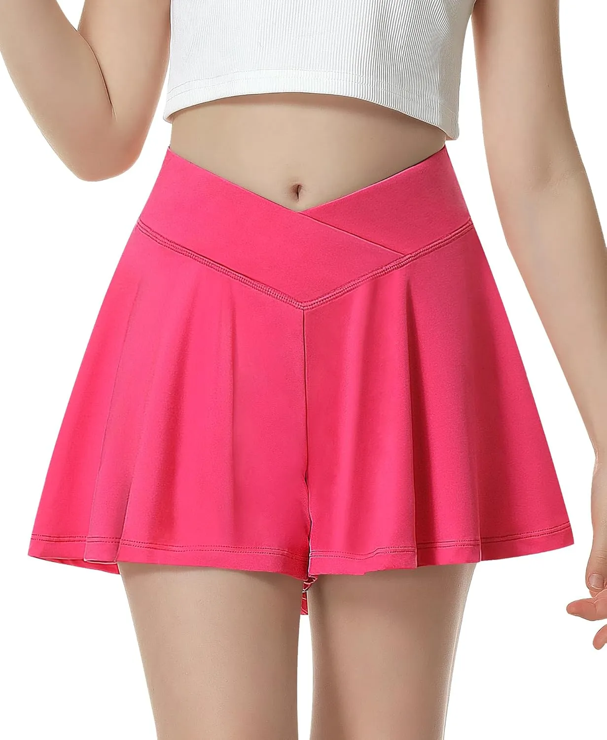 QooNoo Girls Athletic Shorts Flowy Running Shorts with Pockets V Crossover 2 in 1 Girls Tennis Shorts Butterfly Skorts