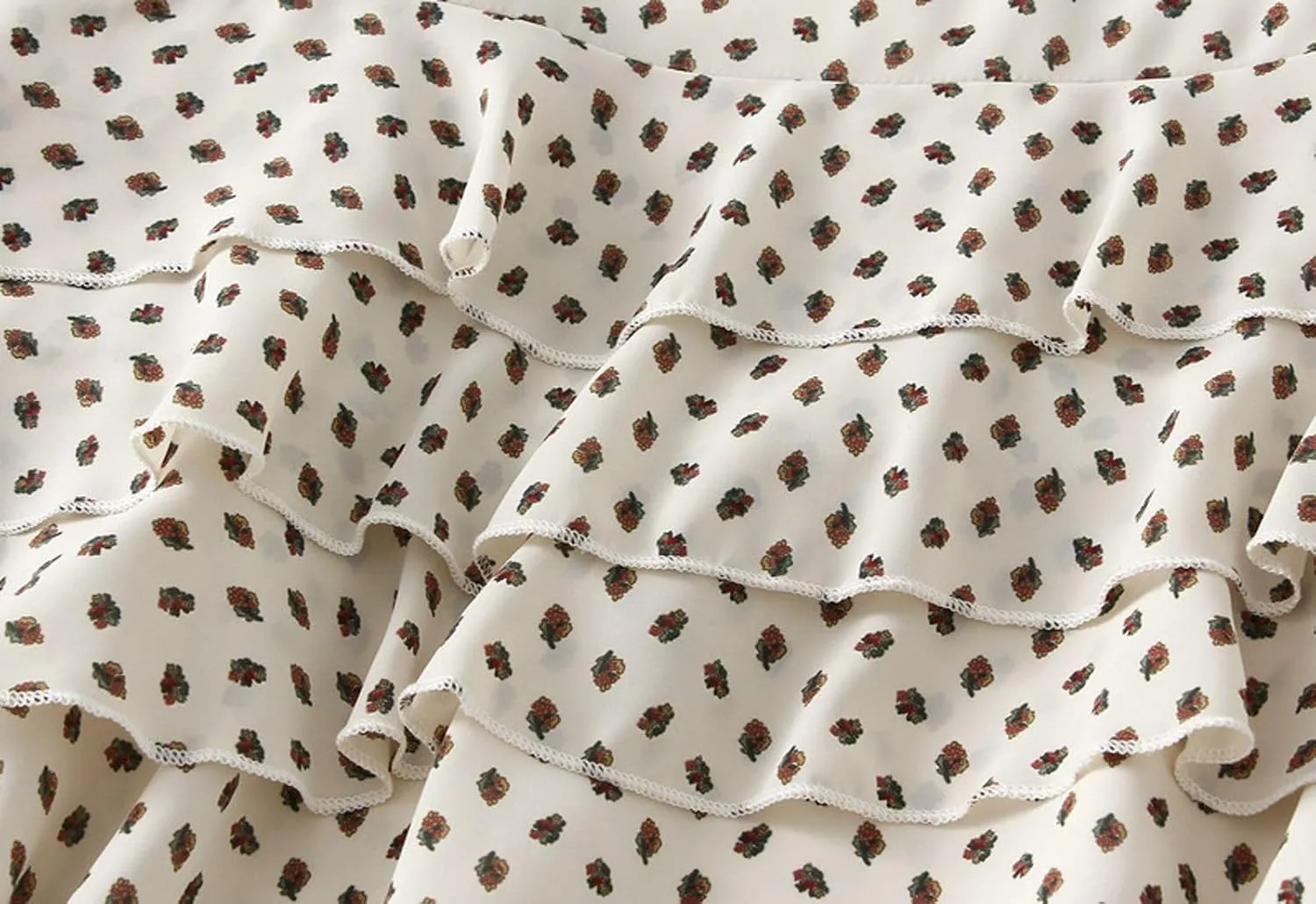 Ruffle Chiffon Midi Skirt with Floral Print Lightweight Flowing Skirts for Women Elegant Skirt for Casual and Dressy