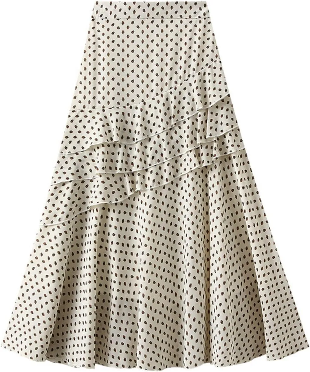 Ruffle Chiffon Midi Skirt with Floral Print Lightweight Flowing Skirts for Women Elegant Skirt for Casual and Dressy