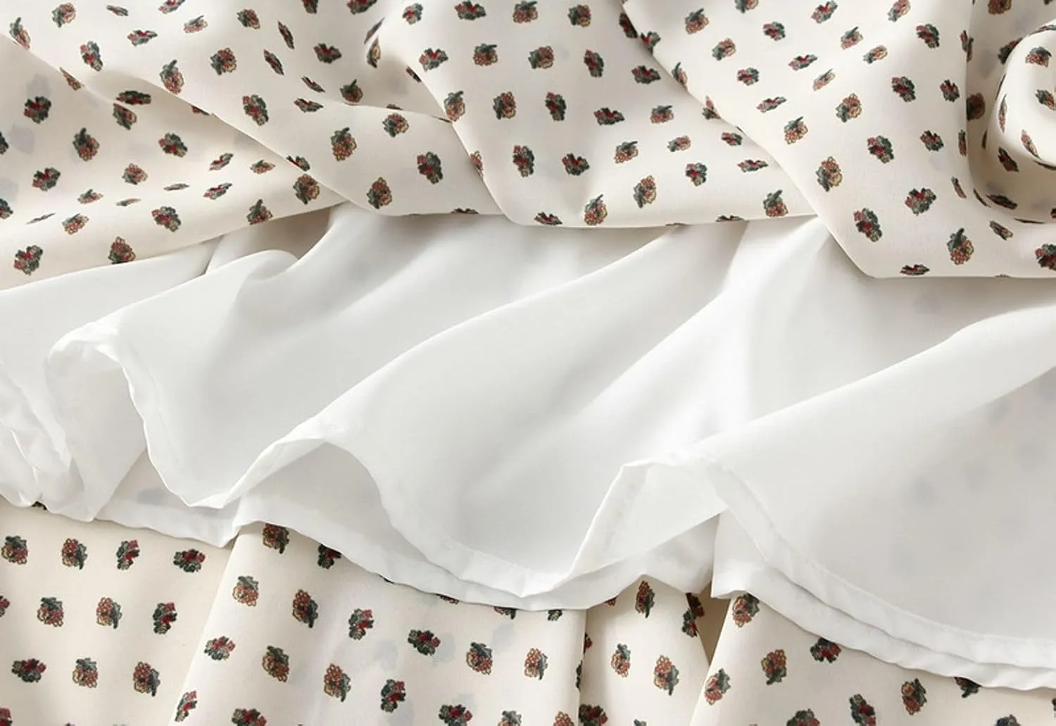 Ruffle Chiffon Midi Skirt with Floral Print Lightweight Flowing Skirts for Women Elegant Skirt for Casual and Dressy