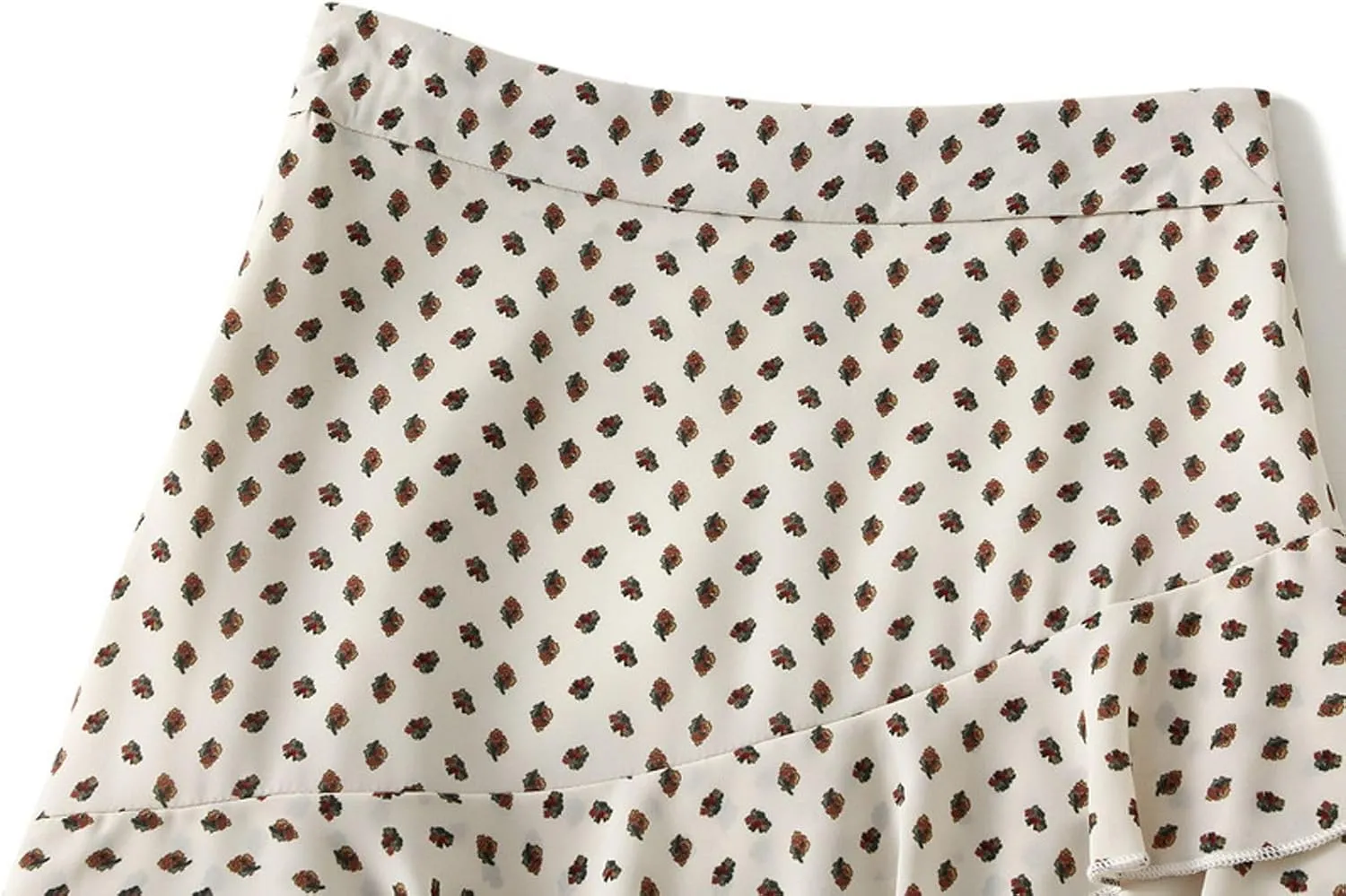 Ruffle Chiffon Midi Skirt with Floral Print Lightweight Flowing Skirts for Women Elegant Skirt for Casual and Dressy