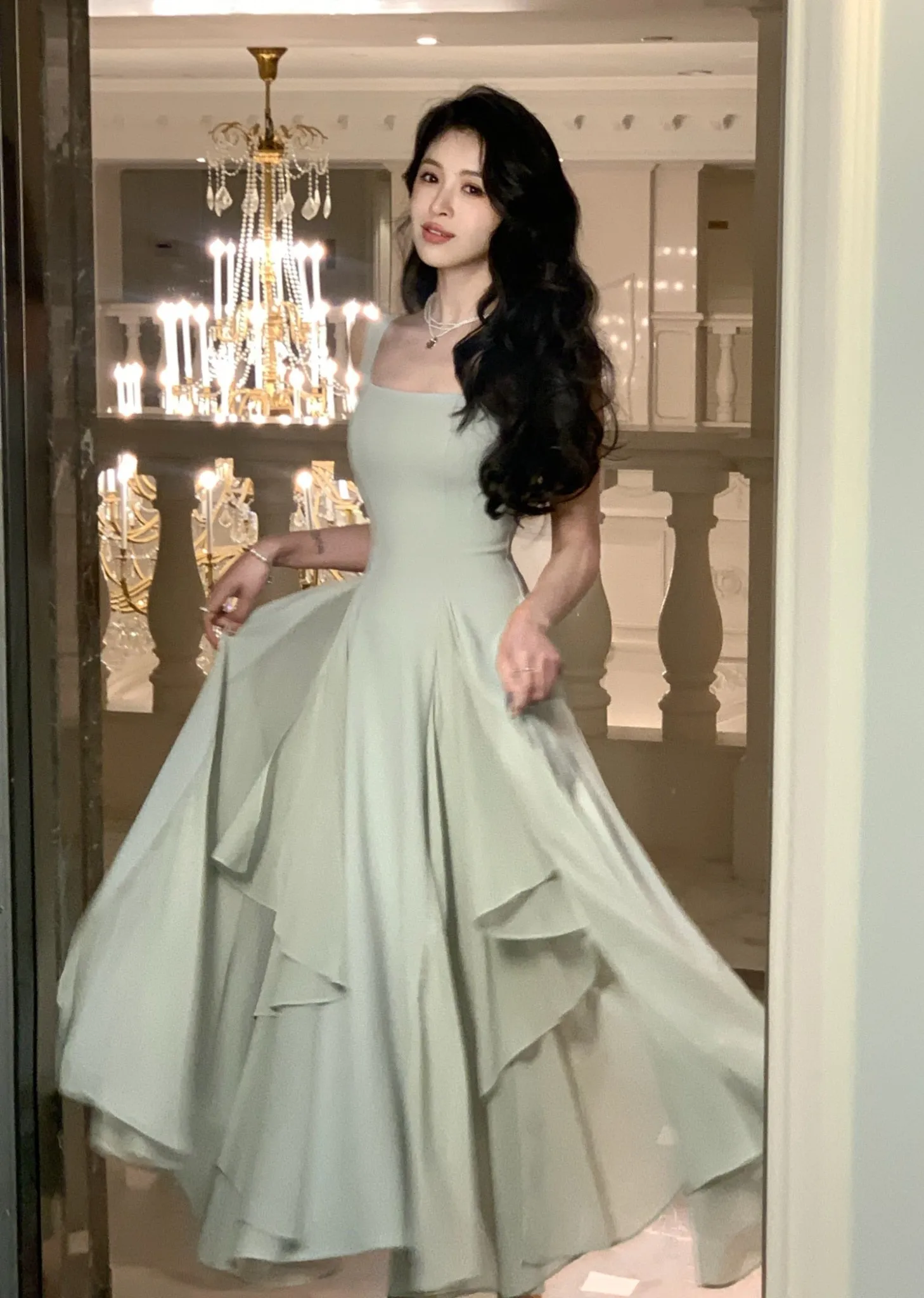 sealbeer French Elegant Ruffles White Midi Dresses  Summer New Evening Party Women Clothes Fashion Sundress Birthday Ladies Dresses