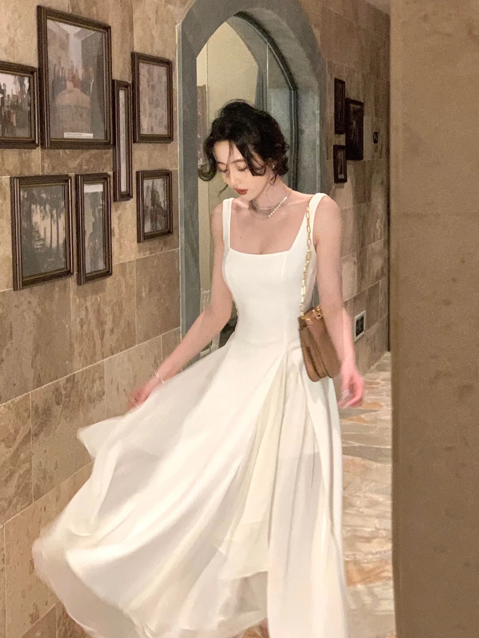 sealbeer French Elegant Ruffles White Midi Dresses  Summer New Evening Party Women Clothes Fashion Sundress Birthday Ladies Dresses