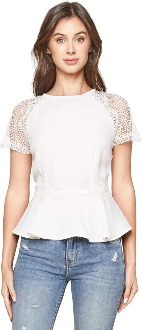 Sugar Lips Women's So Chic Lace Peplum Top