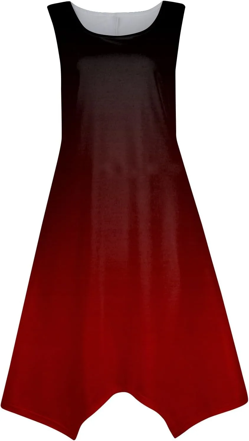 Summer Dresses for Women 2025 Elegant Print Swing Hem Tank Midi Dress Casual Plus Size Sleeveless Crewneck Sundress