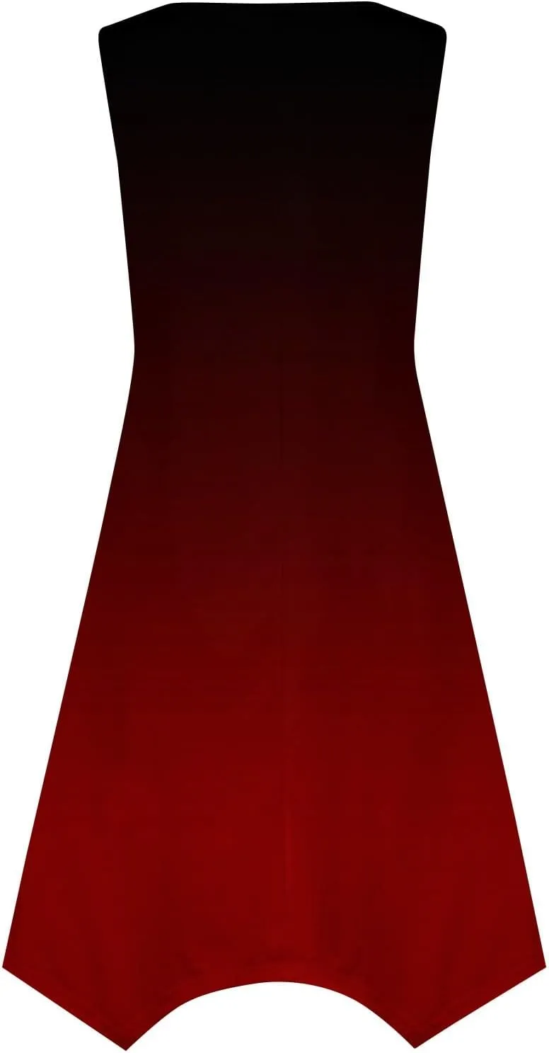 Summer Dresses for Women 2025 Elegant Print Swing Hem Tank Midi Dress Casual Plus Size Sleeveless Crewneck Sundress