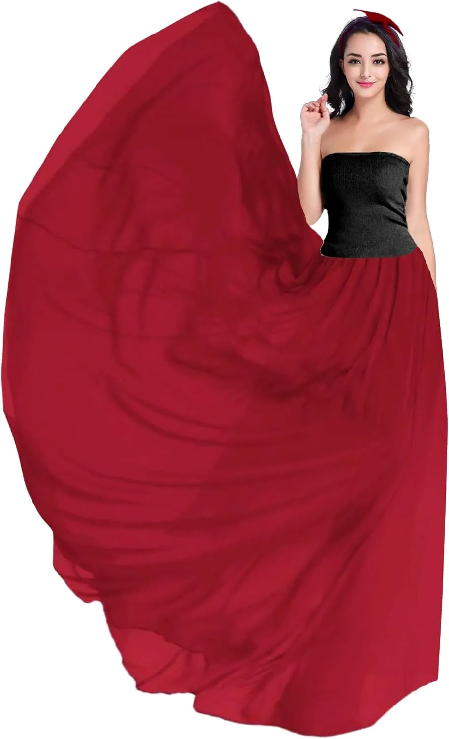 v28 Women Full/Ankle Length Elastic Pleated Retro Maxi Chiffon Long Skirt