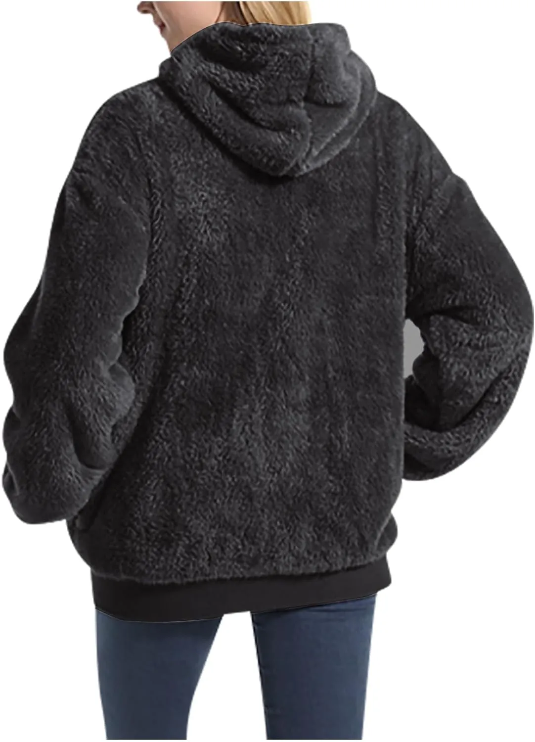 Winter Coats for Women 2023 Lightweight Fleece Fur Jacket Full Zip Solid Coats with Hood Winter Warm Faux Fur Coat