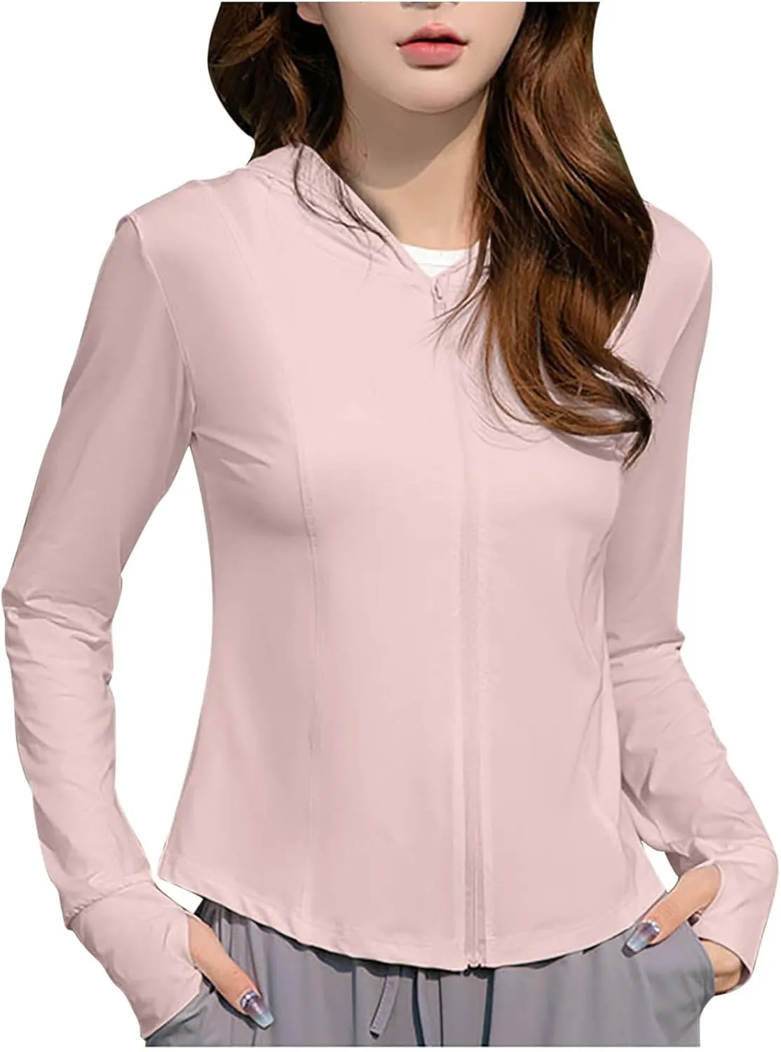 Women Rash Guard Summer Lightweight Sun Protection Full Zip Hoodie Long Sleeve Outdoor Hiking SPF Shirts Cool Jackets
